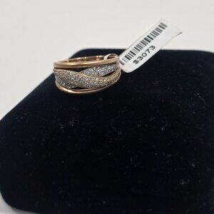 NWT ✅18K YG Diamond Ring Set in Pavé brilliant-cut diamonds, .91ctw SZ 7 ⭐ NEW